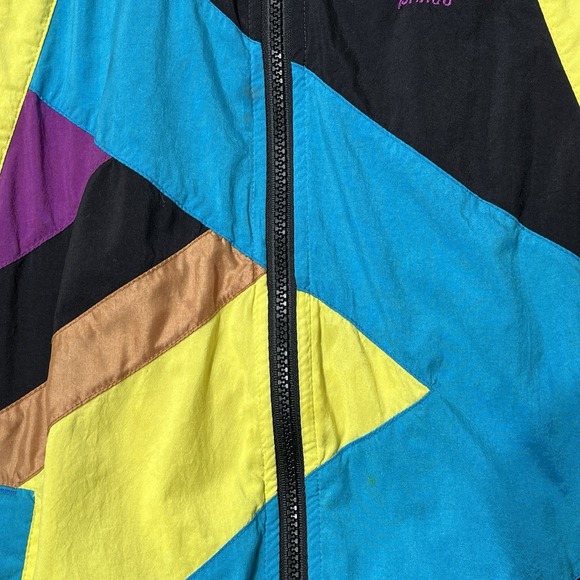 Vintage Prince Windbreaker Jacket Medium 90s Colorblock Neon Tennis - Picture 9 of 16